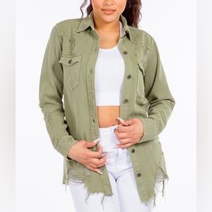 Distressed Denim Shirt Jacket